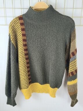 Escada Kid Mohair Blend Color Block Vintage Sweater